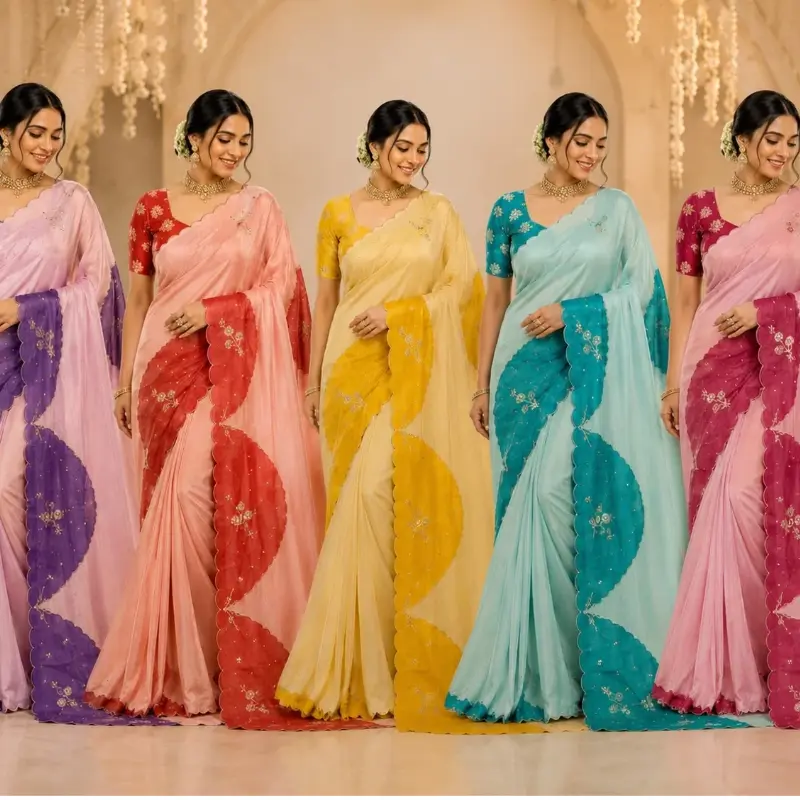 Cosmos Silk Saree with Digital Aari Work and Printed Blouse