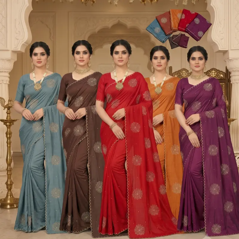 Embroidered Uppada Silk Saree with Floral Jaal Buttis and Cutwork Border