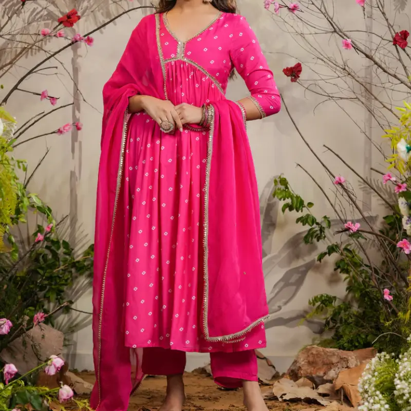 Emerald Green Embroidered A-Line Kurti